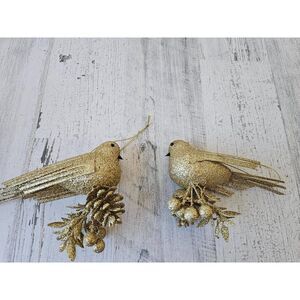 Gold bird ornament glitter Xmas‎ tree